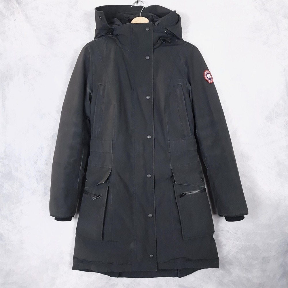 Canada Goose Coat Womens Small Black Down Kinley Parka Long Hooded Insulated